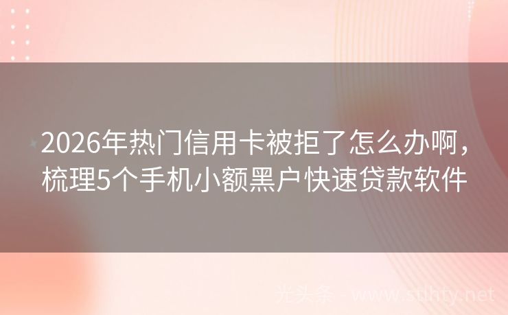 2026年热门信用卡被拒了怎么办啊，梳理5个手机小额黑户快速贷款软件
