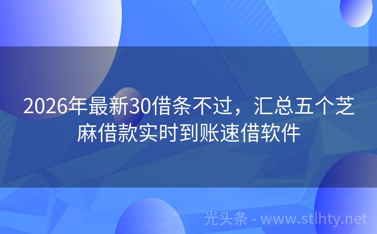2026年最新30借条不过，汇总五个芝麻借款实时到账速借软件