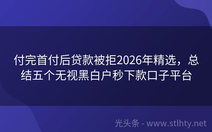 付完首付后贷款被拒2026年精选，总结五个无视黑白户秒下款口子平台