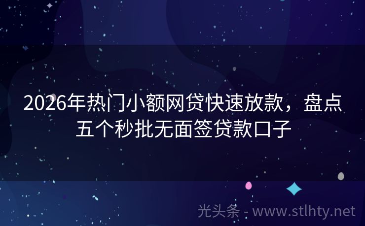 2026年热门小额网贷快速放款，盘点五个秒批无面签贷款口子