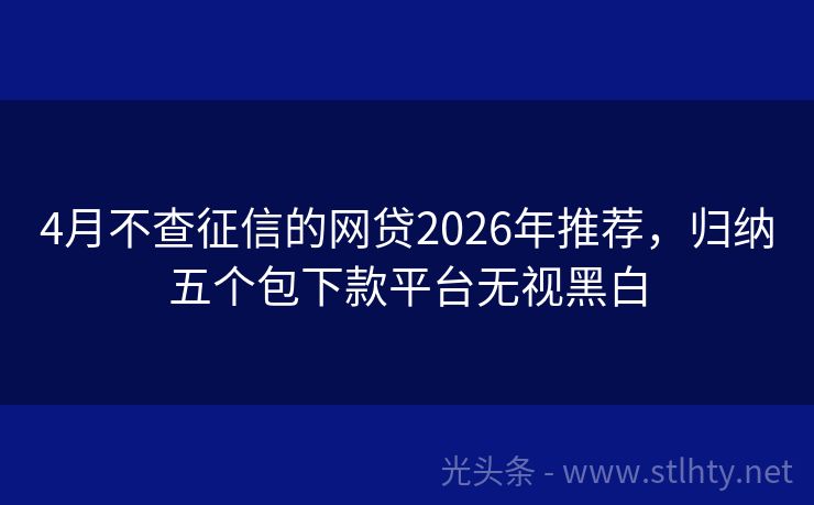 4月不查征信的网贷2026年推荐,归纳五个包下款平台无视黑白