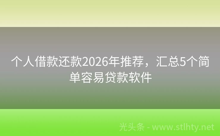 个人借款还款2026年推荐，汇总5个简单容易贷款软件