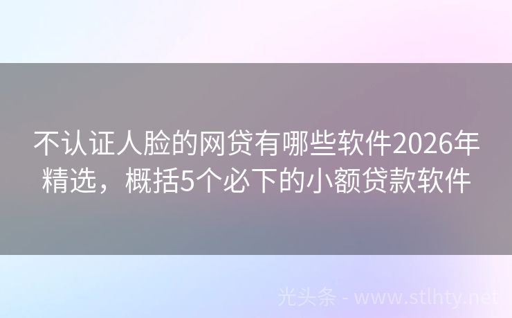 不认证人脸的网贷有哪些软件2026年精选，概括5个必下的小额贷款软件