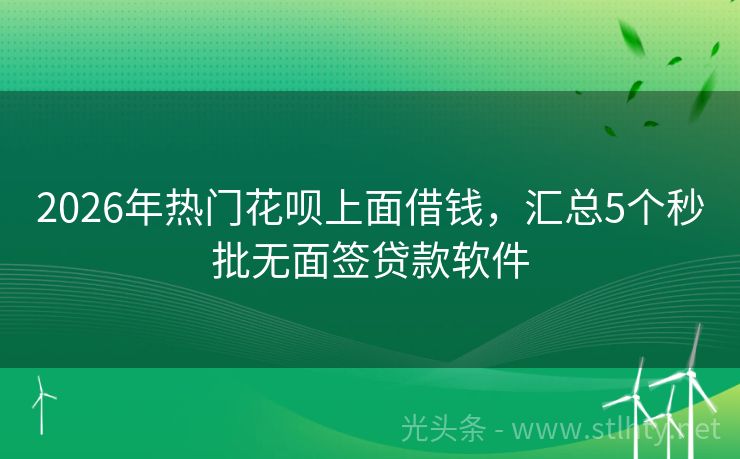 2026年热门花呗上面借钱，汇总5个秒批无面签贷款软件