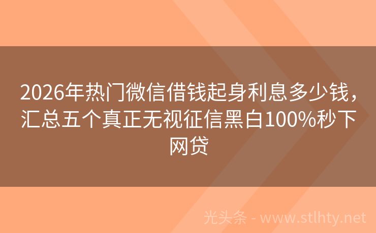 2026年热门微信借钱起身利息多少钱，汇总五个真正无视征信黑白100%秒下网贷