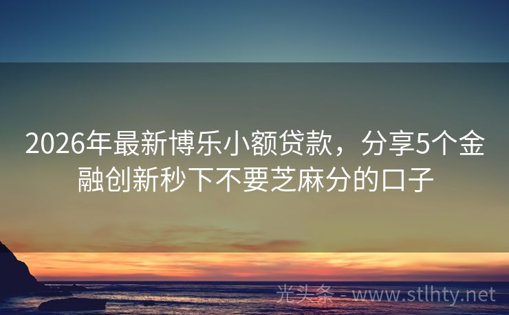 2026年最新博乐小额贷款，分享5个金融创新秒下不要芝麻分的口子
