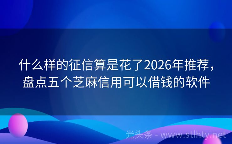 什么样的征信算是花了2026年推荐，盘点五个芝麻信用可以借钱的软件