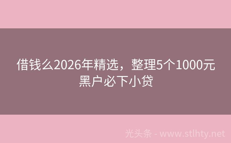 借钱么2026年精选，整理5个1000元黑户必下小贷