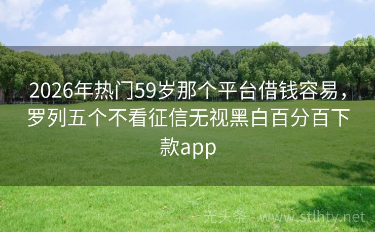 2026年热门59岁那个平台借钱容易，罗列五个不看征信无视黑白百分百下款app