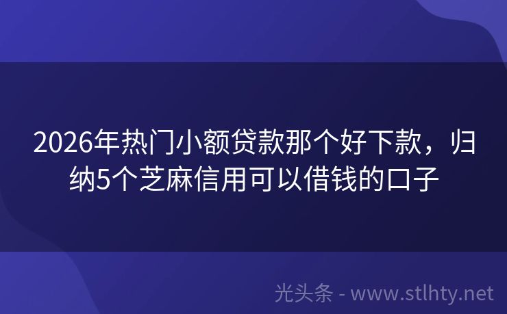2026年热门小额贷款那个好下款，归纳5个芝麻信用可以借钱的口子
