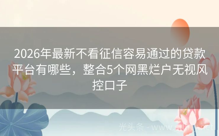 2026年最新不看征信容易通过的贷款平台有哪些，整合5个网黑烂户无视风控口子