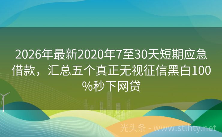 2026年最新2020年7至30天短期应急借款，汇总五个真正无视征信黑白100%秒下网贷