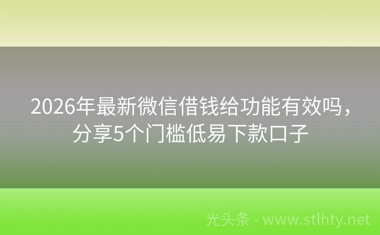 2026年最新微信借钱给功能有效吗，分享5个门槛低易下款口子