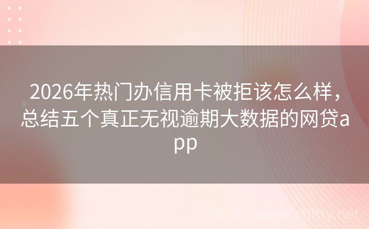 2026年热门办信用卡被拒该怎么样，总结五个真正无视逾期大数据的网贷app