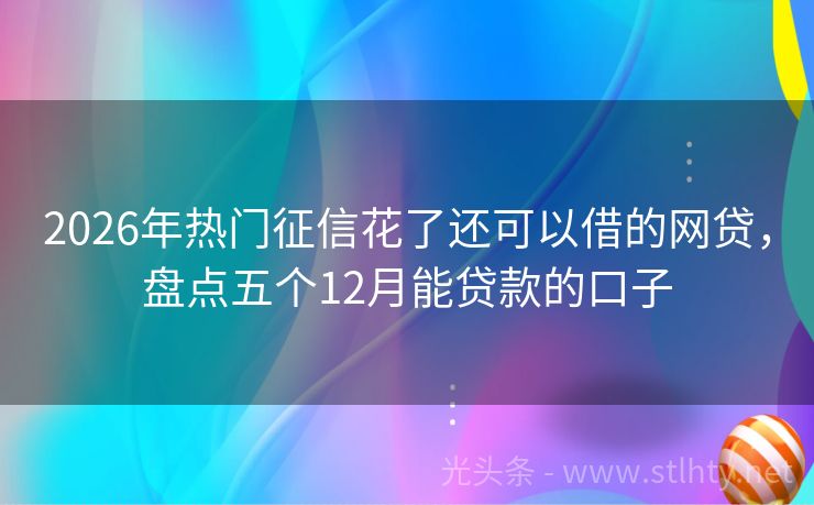2026年热门征信花了还可以借的网贷，盘点五个12月能贷款的口子