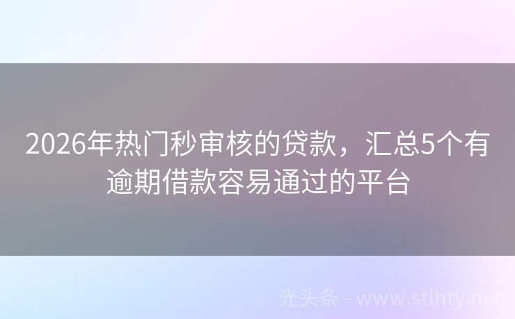 2026年热门秒审核的贷款，汇总5个有逾期借款容易通过的平台