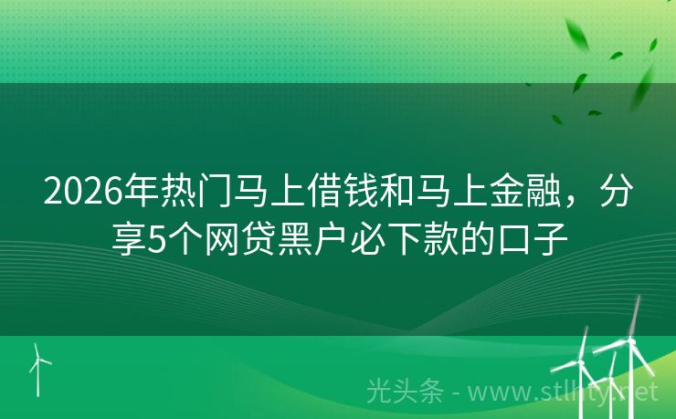 2026年热门马上借钱和马上金融，分享5个网贷黑户必下款的口子