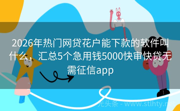 2026年热门网贷花户能下款的软件叫什么，汇总5个急用钱5000快审快贷无需征信app