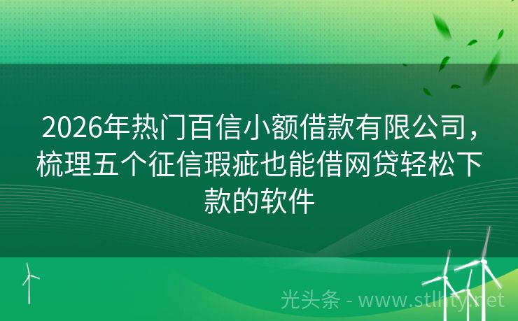 2026年热门百信小额借款有限公司，梳理五个征信瑕疵也能借网贷轻松下款的软件