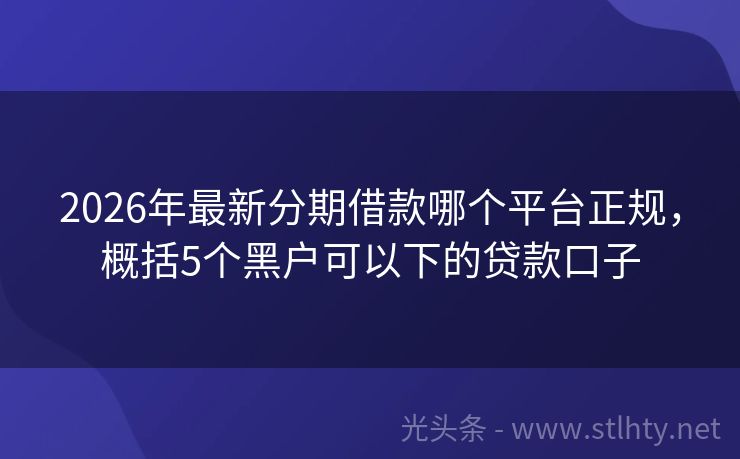 2026年最新分期借款哪个平台正规，概括5个黑户可以下的贷款口子