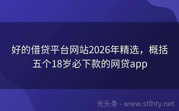 好的借贷平台网站2026年精选，概括五个18岁必下款的网贷app