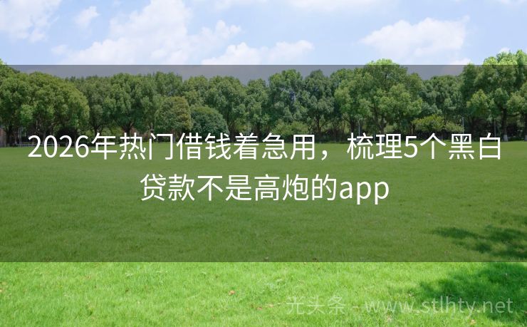 2026年热门借钱着急用，梳理5个黑白贷款不是高炮的app