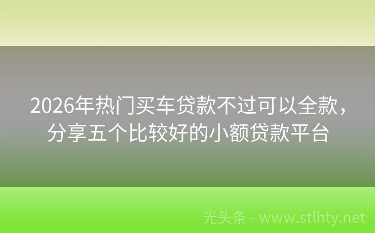 2026年热门买车贷款不过可以全款，分享五个比较好的小额贷款平台
