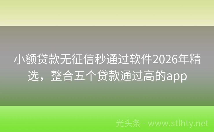 小额贷款无征信秒通过软件2026年精选，整合五个贷款通过高的app