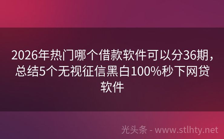 2026年热门哪个借款软件可以分36期，总结5个无视征信黑白100%秒下网贷软件