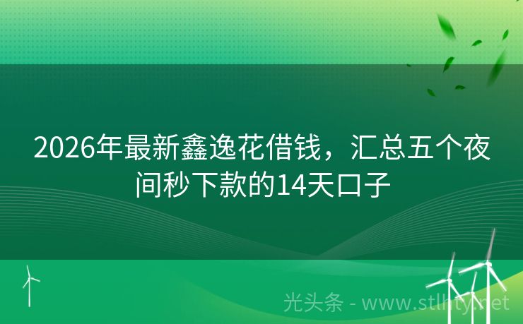 2026年最新鑫逸花借钱，汇总五个夜间秒下款的14天口子