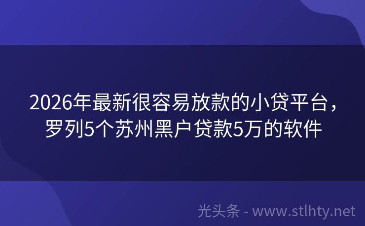 2026年最新很容易放款的小贷平台，罗列5个苏州黑户贷款5万的软件