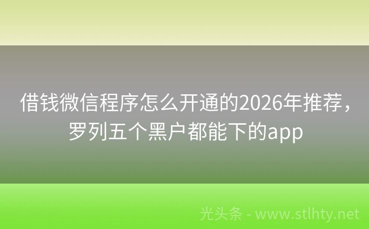 借钱微信程序怎么开通的2026年推荐，罗列五个黑户都能下的app