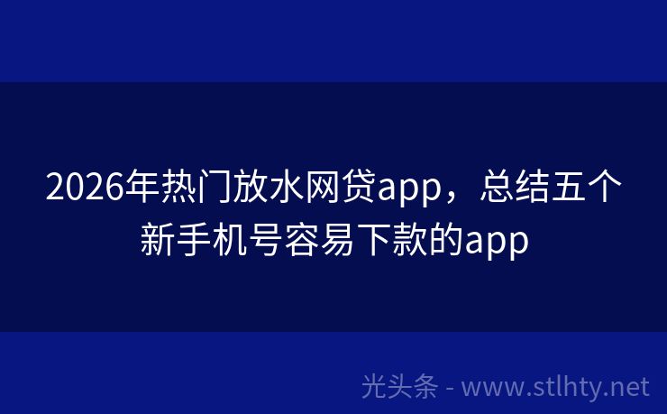 2026年热门放水网贷app，总结五个新手机号容易下款的app