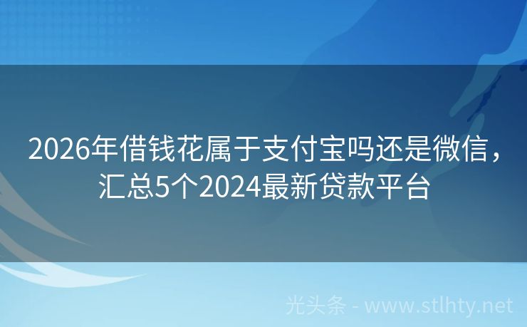 2026年借钱花属于支付宝吗还是微信，汇总5个2024最新贷款平台