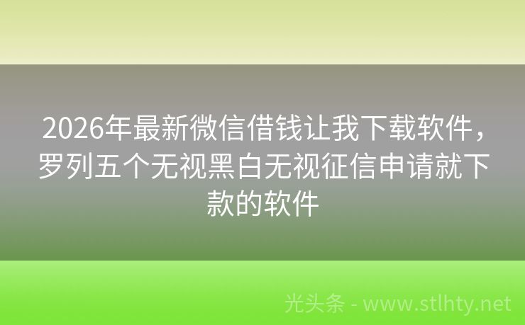 2026年最新微信借钱让我下载软件，罗列五个无视黑白无视征信申请就下款的软件
