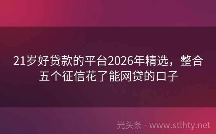 21岁好贷款的平台2026年精选，整合五个征信花了能网贷的口子