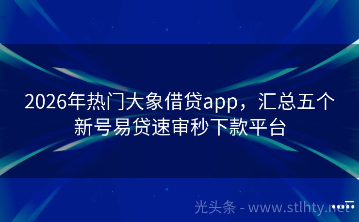 2026年热门大象借贷app，汇总五个新号易贷速审秒下款平台