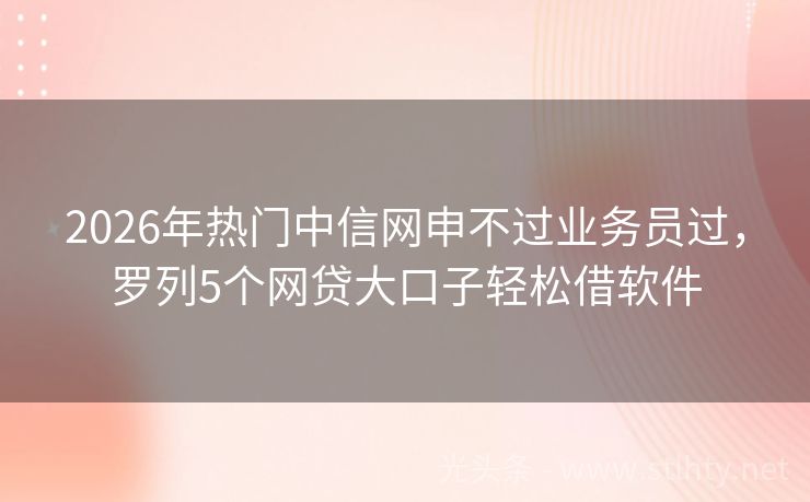 2026年热门中信网申不过业务员过，罗列5个网贷大口子轻松借软件