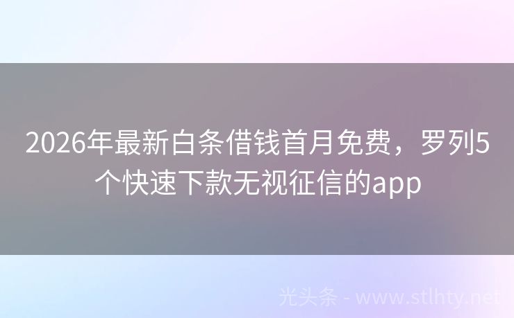 2026年最新白条借钱首月免费，罗列5个快速下款无视征信的app