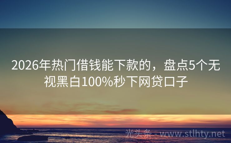 2026年热门借钱能下款的，盘点5个无视黑白100%秒下网贷口子