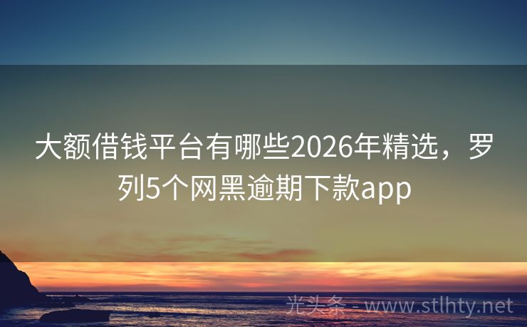 大额借钱平台有哪些2026年精选，罗列5个网黑逾期下款app