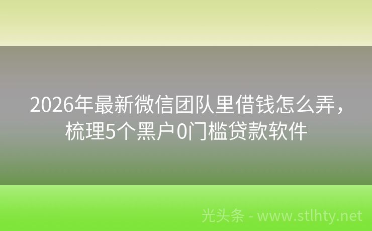 2026年最新微信团队里借钱怎么弄，梳理5个黑户0门槛贷款软件