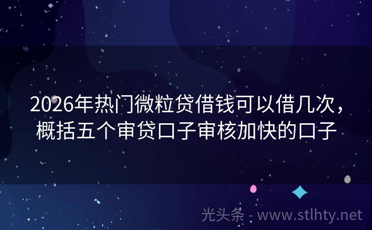 2026年热门微粒贷借钱可以借几次，概括五个审贷口子审核加快的口子