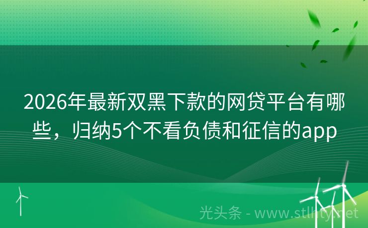 2026年最新双黑下款的网贷平台有哪些，归纳5个不看负债和征信的app