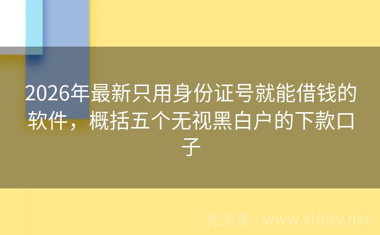 2026年最新只用身份证号就能借钱的软件，概括五个无视黑白户的下款口子