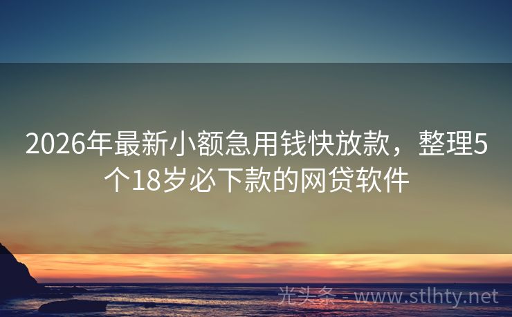 2026年最新小额急用钱快放款，整理5个18岁必下款的网贷软件