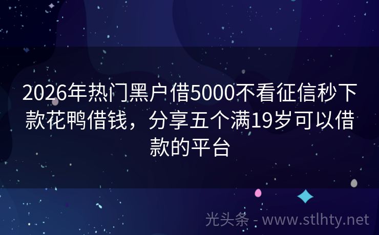 2026年热门黑户借5000不看征信秒下款花鸭借钱，分享五个满19岁可以借款的平台