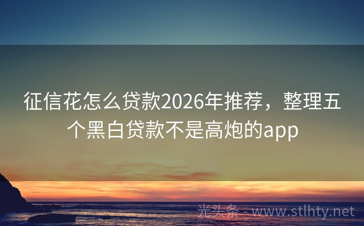 征信花怎么贷款2026年推荐，整理五个黑白贷款不是高炮的app
