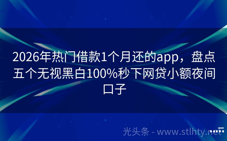 2026年热门借款1个月还的app，盘点五个无视黑白100%秒下网贷小额夜间口子