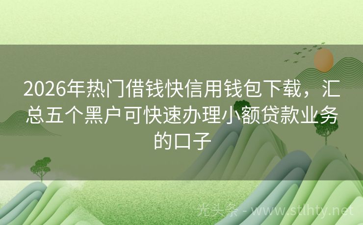 2026年热门借钱快信用钱包下载，汇总五个黑户可快速办理小额贷款业务的口子